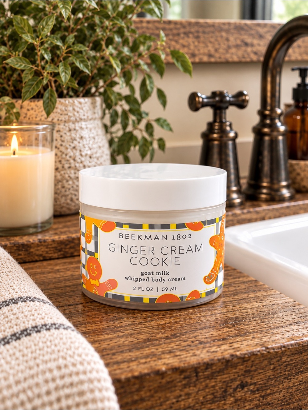 (1) Beekman 1802 Ginger Cream Cookie Whipped Body Cream — 59ML Size, New/Sealed!